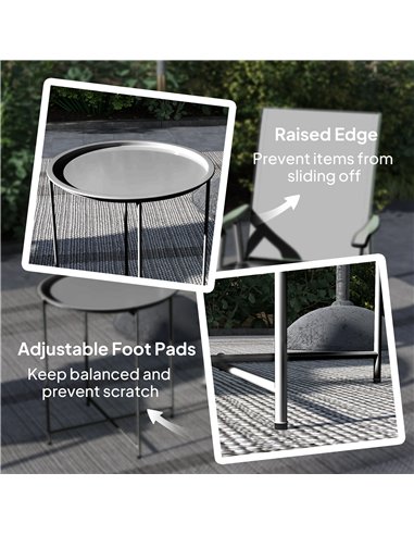 Outsunny Steel Removable Tray Top Garden Table - Black