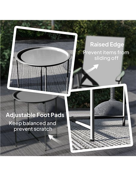 Outsunny Steel Removable Tray Top Garden Table - Black - pic 128942 | FastDaddyshop