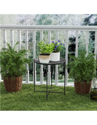 Outsunny Steel Removable Tray Top Garden Table - Black