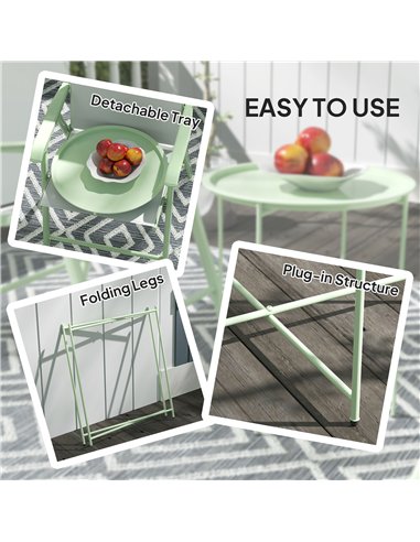 Outsunny Steel Removable Tray Top Garden Table - Green