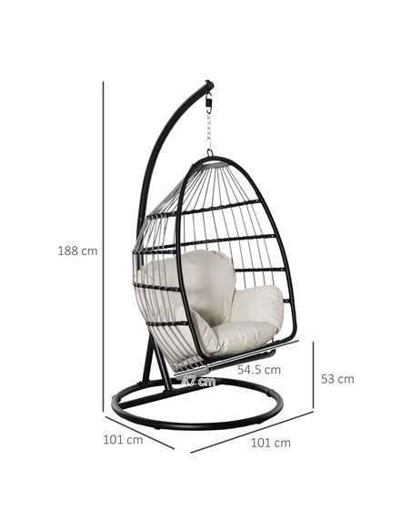 Outsunny Rattan Hanging Egg Chair, Hammock with Folding Design, Cushion, Black - pic 12895 | FastDaddyshop