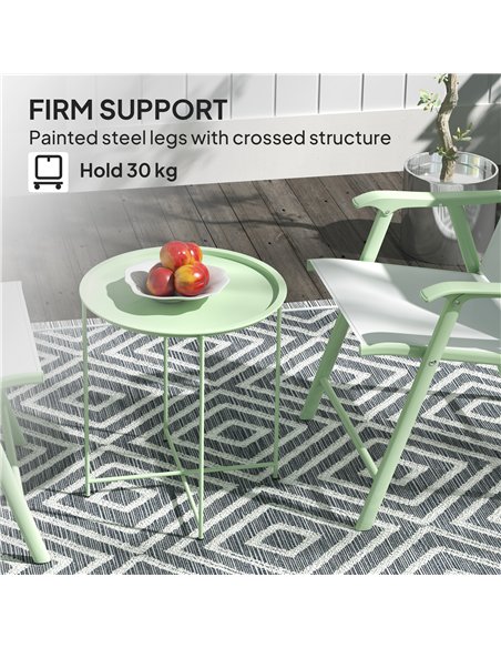 Outsunny Steel Removable Tray Top Garden Table - Green - pic 128950 | FastDaddyshop