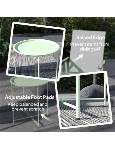 Outsunny Steel Removable Tray Top Garden Table - Green