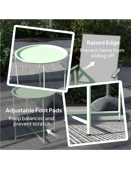 Outsunny Steel Removable Tray Top Garden Table - Green - pic 128951 | FastDaddyshop