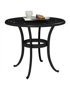 Outsunny 60cm Round Garden Table, Outdoor Hollow Top Design Side Table with Cast Aluminium Frame for Patio, Garden, Balcony, Bla