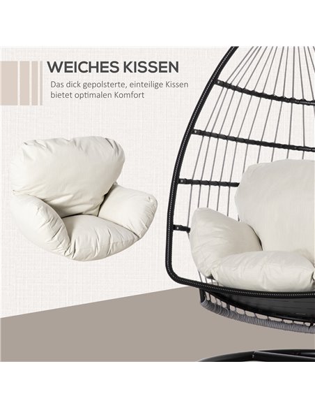 Outsunny Rattan Hanging Egg Chair, Hammock with Folding Design, Cushion, Black - pic 12896 | FastDaddyshop