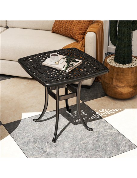 Outsunny Outdoor Garden Table with 38mm Dia. Umbrella Hole, Cast Aluminium Patio End Table with Anti-slip Foot Pads for Garden,  - pic 128983 | FastDaddyshop