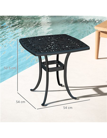 Outsunny Outdoor Garden Table with 38mm Dia. Umbrella Hole, Cast Aluminium Patio End Table with Anti-slip Foot Pads for Garden,  - pic 128984 | FastDaddyshop