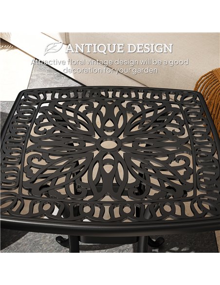 Outsunny Outdoor Garden Table with 38mm Dia. Umbrella Hole, Cast Aluminium Patio End Table with Anti-slip Foot Pads for Garden,  - pic 128985 | FastDaddyshop
