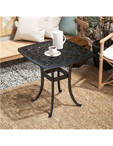 Outsunny Outdoor Garden Table with 38mm Dia. Umbrella Hole, Cast Aluminium Patio End Table with Anti-slip Foot Pads for Garden, 