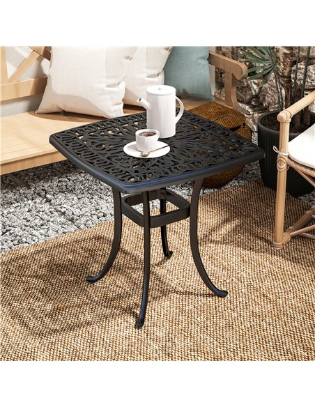 Outsunny Outdoor Garden Table with 38mm Dia. Umbrella Hole, Cast Aluminium Patio End Table with Anti-slip Foot Pads for Garden,  - pic 128988 | FastDaddyshop