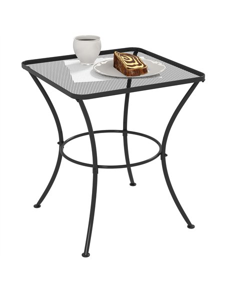 Outsunny 60cm Square Garden Table, Outdoor Metal Bistro Side Desk with Mesh Top, Black - pic 128991 | FastDaddyshop