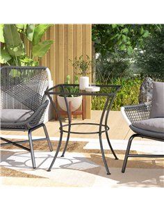 Outsunny 60cm Square Garden Table, Outdoor Metal Bistro Side Desk with Mesh Top, Black 2