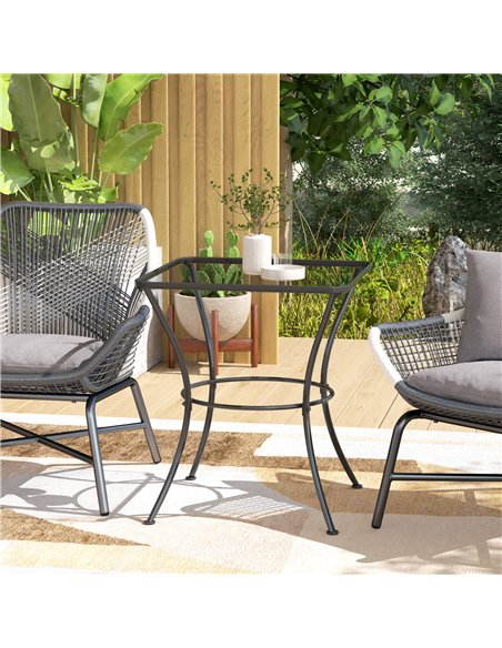 Outsunny 60cm Square Garden Table, Outdoor Metal Bistro Side Desk with Mesh Top, Black - pic 128992 | FastDaddyshop