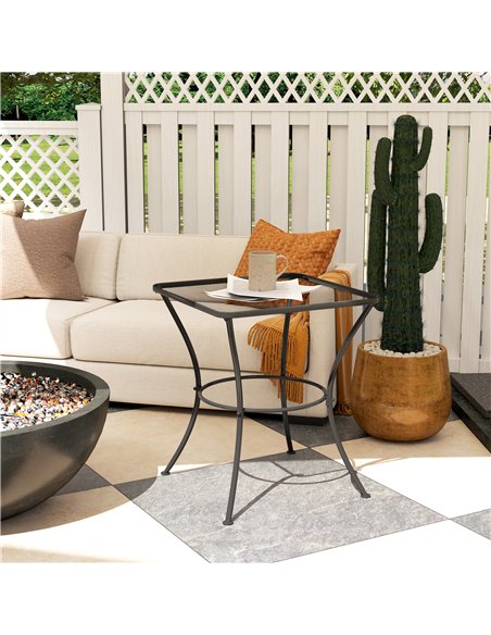 Outsunny 60cm Square Garden Table, Outdoor Metal Bistro Side Desk with Mesh Top, Black - pic 128998 | FastDaddyshop