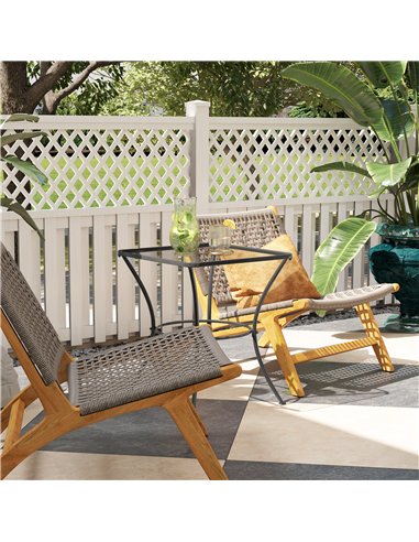 Outsunny 60cm Square Garden Table, Outdoor Metal Bistro Side Desk with Mesh Top, Black