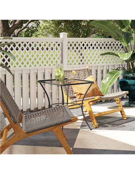 Outsunny 60cm Square Garden Table, Outdoor Metal Bistro Side Desk with Mesh Top, Black - pic 128999 | FastDaddyshop