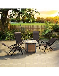 Outsunny Set of Four Folding Garden Chairs, with Seven-Position Adjustable Backs, Dark Brown 2