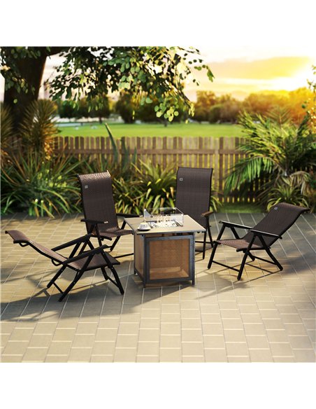 Outsunny Set of Four Folding Garden Chairs, with Seven-Position Adjustable Backs, Dark Brown - pic 129001 | FastDaddyshop