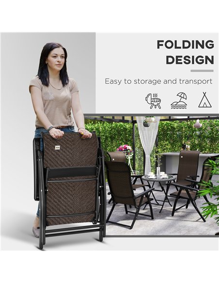 Outsunny Set of Four Folding Garden Chairs, with Seven-Position Adjustable Backs, Dark Brown - pic 129003 | FastDaddyshop