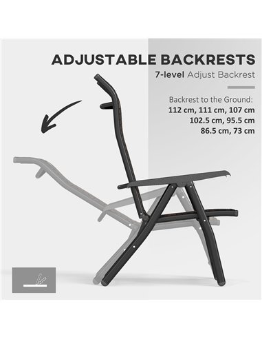 Outsunny Set of Four Folding Garden Chairs, with Seven-Position Adjustable Backs, Dark Brown