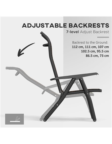 Outsunny Set of Four Folding Garden Chairs, with Seven-Position Adjustable Backs, Dark Brown - pic 129004 | FastDaddyshop