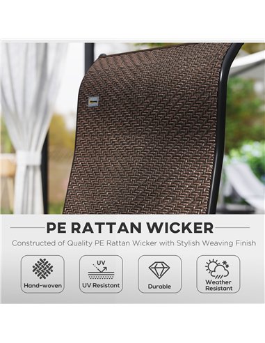 Outsunny Set of Four Folding Garden Chairs, with Seven-Position Adjustable Backs, Dark Brown