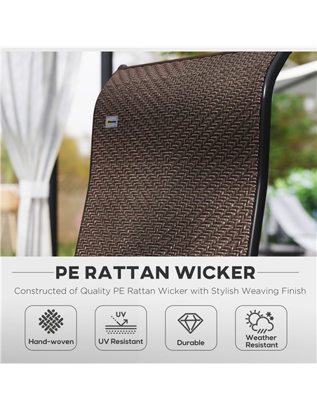 Outsunny Set of Four Folding Garden Chairs, with Seven-Position Adjustable Backs, Dark Brown - pic 129005 | FastDaddyshop
