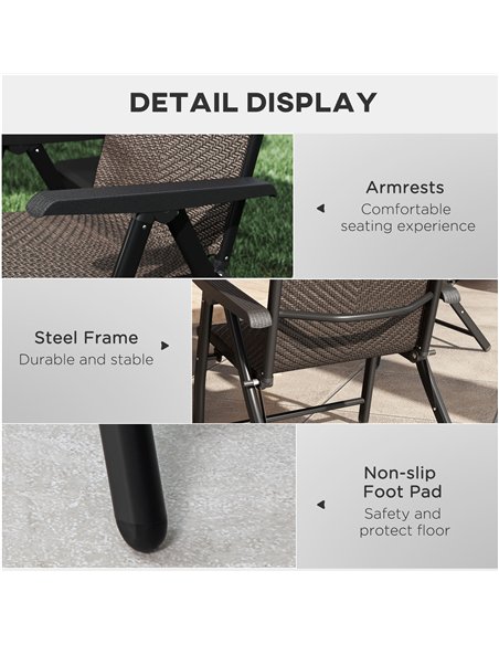 Outsunny Set of Four Folding Garden Chairs, with Seven-Position Adjustable Backs, Dark Brown - pic 129006 | FastDaddyshop