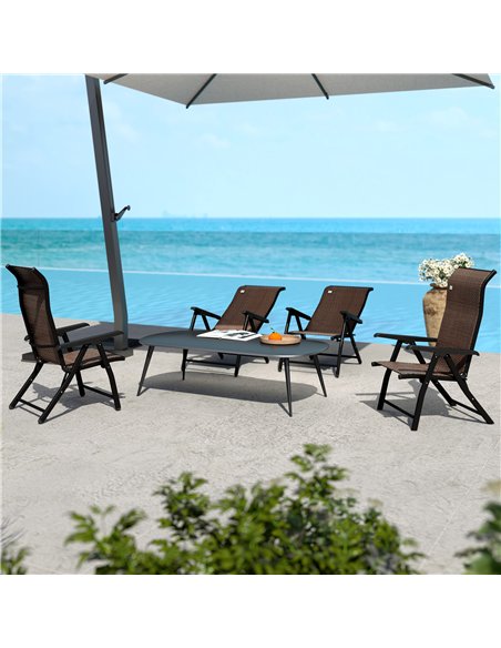 Outsunny Set of Four Folding Garden Chairs, with Seven-Position Adjustable Backs, Dark Brown - pic 129007 | FastDaddyshop