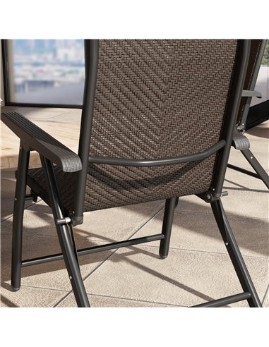 Outsunny Set of Four Folding Garden Chairs, with Seven-Position Adjustable Backs, Dark Brown