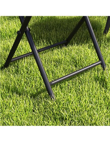 Outsunny Folding Round Tempered Glass Garden Table with Grey Rattan Edging