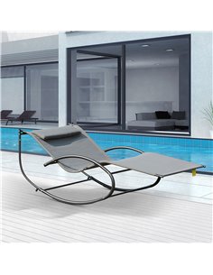 Outsunny Double Hammock Chair, Sun Lounger, Grey 2