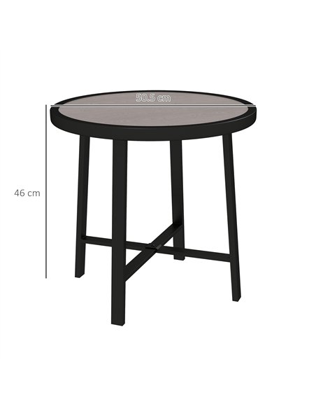 Outsunny Round Small Garden Table, 50.5cm Outdoor Side Table with SPC Tabletop, Metal Frame and Anti-slip Foot Pads for Garden,  - pic 129020 | FastDaddyshop