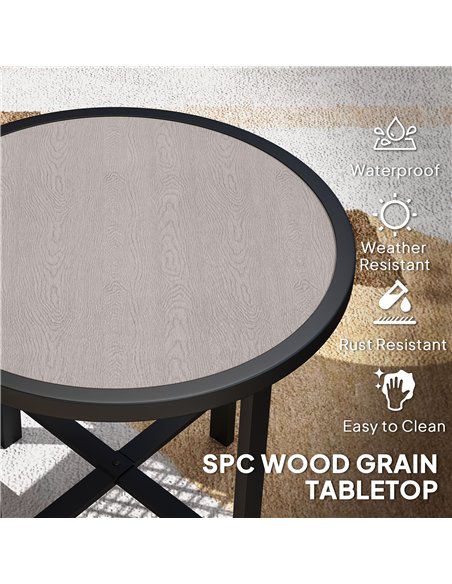 Outsunny Round Small Garden Table, 50.5cm Outdoor Side Table with SPC Tabletop, Metal Frame and Anti-slip Foot Pads for Garden,  - pic 129021 | FastDaddyshop