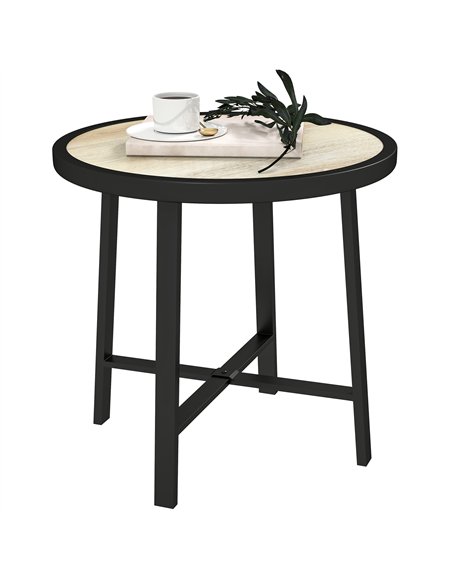Outsunny Round Small Garden Table, 50.5cm Outdoor Side Table with SPC Tabletop, Metal Frame and Anti-slip Foot Pads for Garden,  - pic 129027 | FastDaddyshop