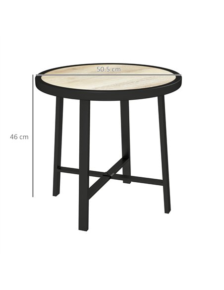 Outsunny Round Small Garden Table, 50.5cm Outdoor Side Table with SPC Tabletop, Metal Frame and Anti-slip Foot Pads for Garden,  - pic 129029 | FastDaddyshop