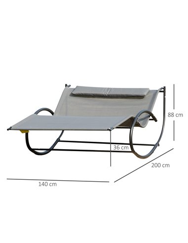 Outsunny Double Hammock Chair Sun Lounger Outdoor Patio Garden Swing Rock Seat Grey