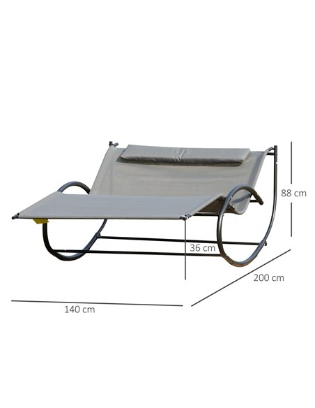 Outsunny Double Hammock Chair Sun Lounger Outdoor Patio Garden Swing Rock Seat Grey - pic 12903 | FastDaddyshop