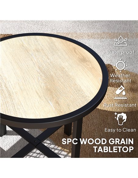 Outsunny Round Small Garden Table, 50.5cm Outdoor Side Table with SPC Tabletop, Metal Frame and Anti-slip Foot Pads for Garden,  - pic 129030 | FastDaddyshop