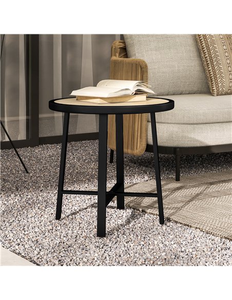Outsunny Round Small Garden Table, 50.5cm Outdoor Side Table with SPC Tabletop, Metal Frame and Anti-slip Foot Pads for Garden,  - pic 129034 | FastDaddyshop