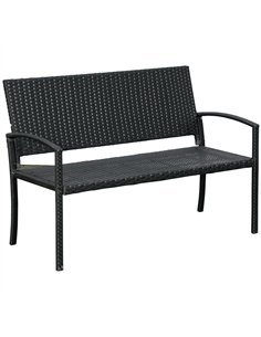 Outsunny Patio Rattan 2 Seater Garden Bench Wicker Weave Love Seater Armchair Furniture Outdoor Garden Conservatory Chair Black