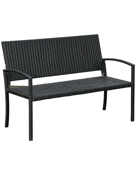 Outsunny Patio Rattan 2 Seater Garden Bench Wicker Weave Love Seater Armchair Furniture Outdoor Garden Conservatory Chair Black - pic 129036 | FastDaddyshop