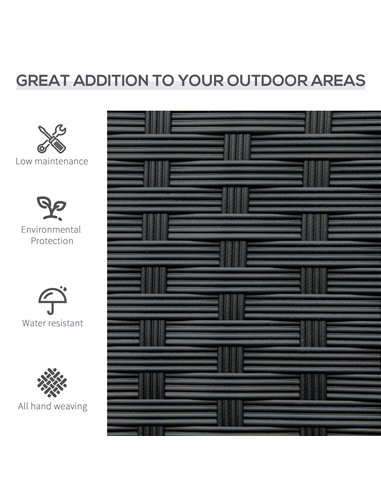Outsunny Patio Rattan 2 Seater Garden Bench Wicker Weave Love Seater Armchair Furniture Outdoor Garden Conservatory Chair Black