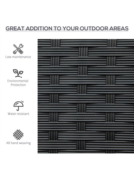 Outsunny Patio Rattan 2 Seater Garden Bench Wicker Weave Love Seater Armchair Furniture Outdoor Garden Conservatory Chair Black - pic 129040 | FastDaddyshop