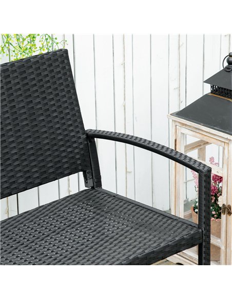 Outsunny Patio Rattan 2 Seater Garden Bench Wicker Weave Love Seater Armchair Furniture Outdoor Garden Conservatory Chair Black - pic 129042 | FastDaddyshop
