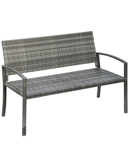 Outsunny Patio Rattan 2 Seater Garden Bench Wicker Weave Love Seater Armchair Furniture Outdoor Garden Conservatory Chair Grey - pic 129045 | FastDaddyshop