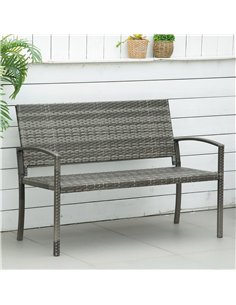 Outsunny Patio Rattan 2 Seater Garden Bench Wicker Weave Love Seater Armchair Furniture Outdoor Garden Conservatory Chair Grey 2