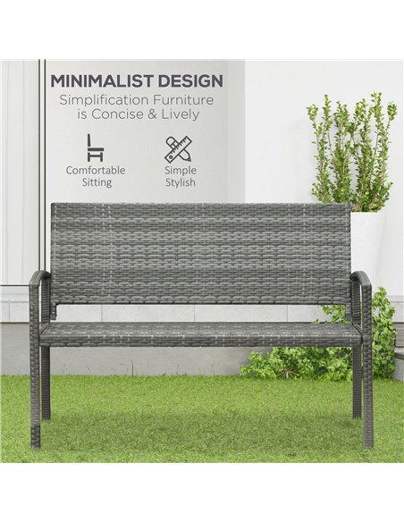 Outsunny Patio Rattan 2 Seater Garden Bench Wicker Weave Love Seater Armchair Furniture Outdoor Garden Conservatory Chair Grey - pic 129048 | FastDaddyshop