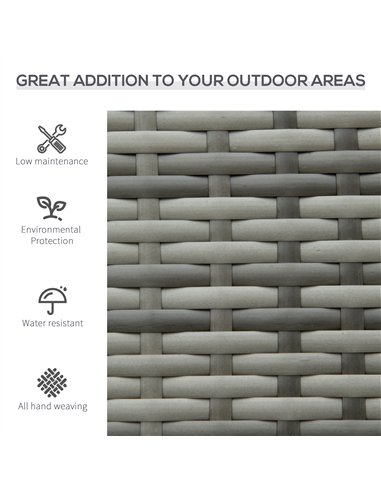 Outsunny Patio Rattan 2 Seater Garden Bench Wicker Weave Love Seater Armchair Furniture Outdoor Garden Conservatory Chair Grey